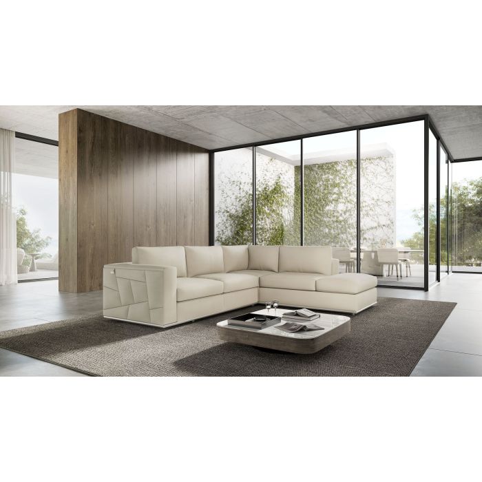 The Valerio – Cream Italian Leather Right-Arm Facing Sectional