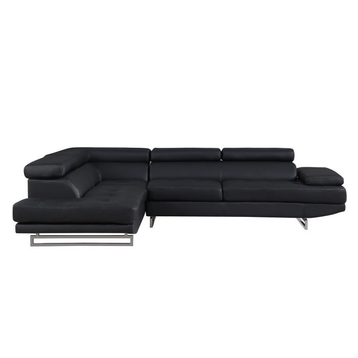The Bellagio – Black Leather Left-Arm Facing Chaise Sectional
