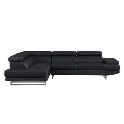The Bellagio – Black Leather Left-Arm Facing Chaise Sectional