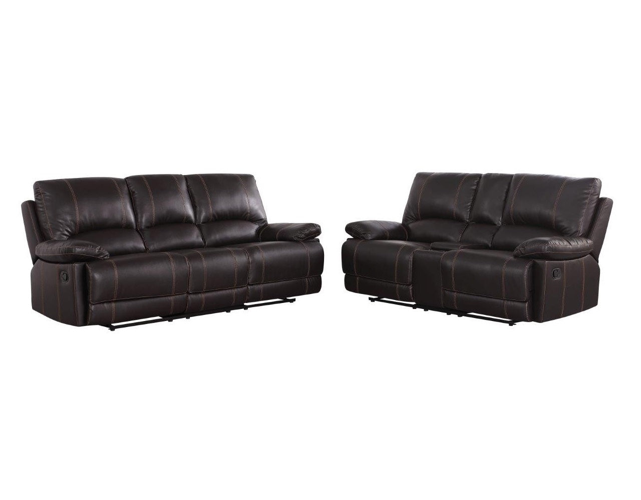 The Ridgestone – Two Piece Brown Faux Leather Reclining Seating Set