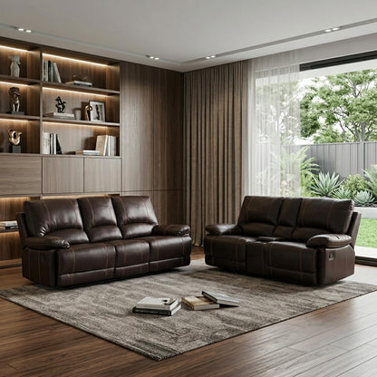 The Ridgestone – Two Piece Brown Faux Leather Reclining Seating Set