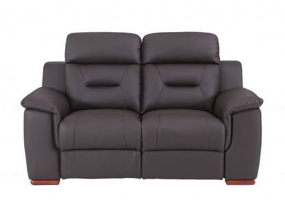 The Harrow – Brown Faux Leather Manual Reclining Loveseat