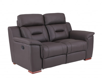 The Harrow – Brown Faux Leather Manual Reclining Loveseat