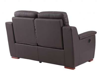 The Harrow – Brown Faux Leather Manual Reclining Loveseat