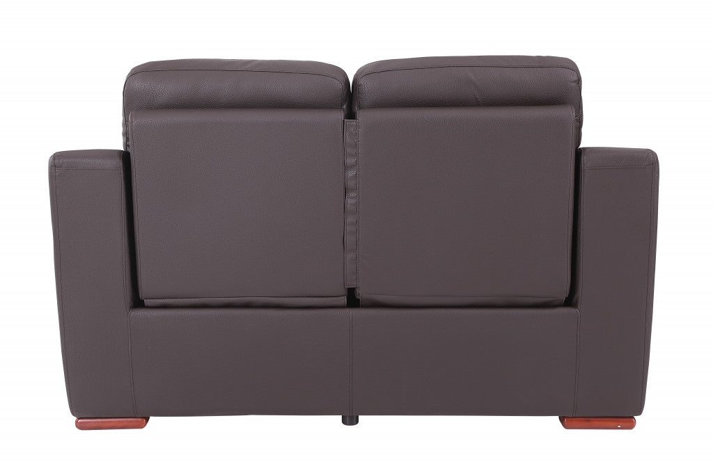 The Harrow – Brown Faux Leather Manual Reclining Loveseat