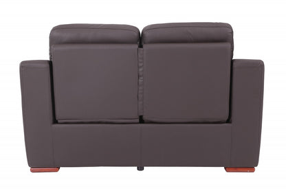 The Harrow – Brown Faux Leather Manual Reclining Loveseat