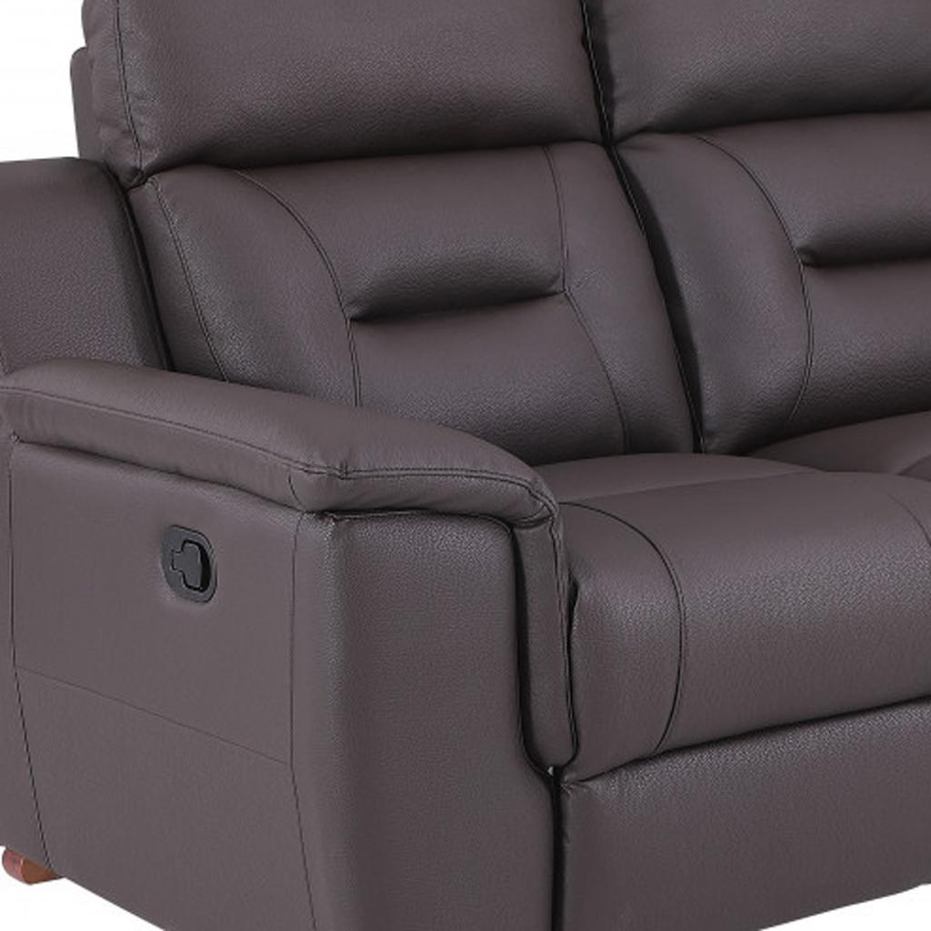 The Harrow – Brown Faux Leather Manual Reclining Loveseat