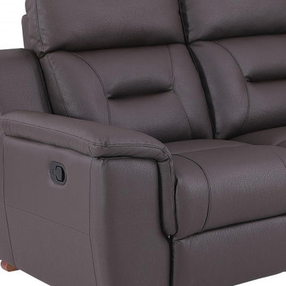 The Harrow – Brown Faux Leather Manual Reclining Loveseat