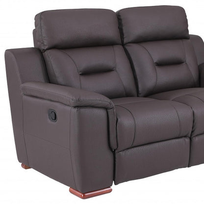 The Harrow – Brown Faux Leather Manual Reclining Loveseat