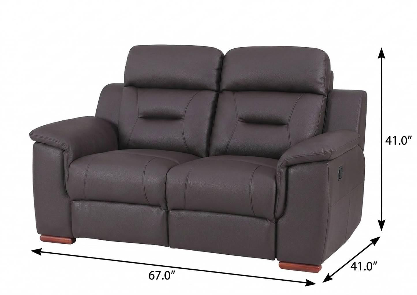 The Harrow – Brown Faux Leather Manual Reclining Loveseat