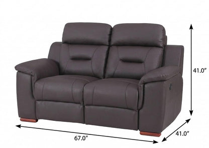 The Harrow – Brown Faux Leather Manual Reclining Loveseat