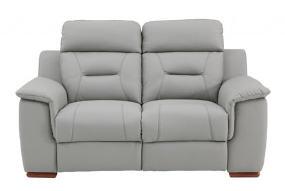 The Graysol – Gray & Brown Faux Leather Manual Reclining Loveseat