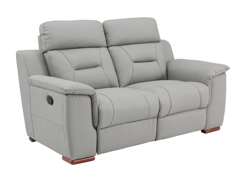The Graysol – Gray & Brown Faux Leather Manual Reclining Loveseat