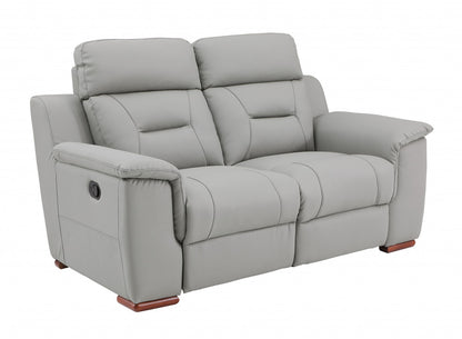 The Graysol – Gray & Brown Faux Leather Manual Reclining Loveseat