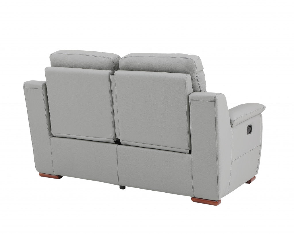 The Graysol – Gray & Brown Faux Leather Manual Reclining Loveseat