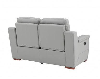 The Graysol – Gray & Brown Faux Leather Manual Reclining Loveseat