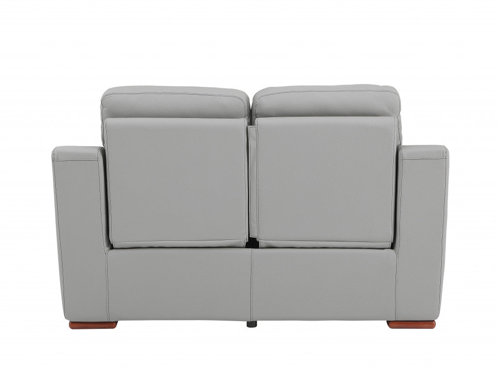 The Graysol – Gray & Brown Faux Leather Manual Reclining Loveseat