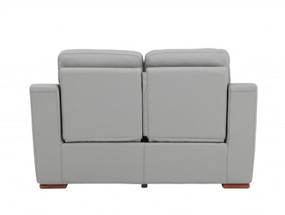 The Graysol – Gray & Brown Faux Leather Manual Reclining Loveseat