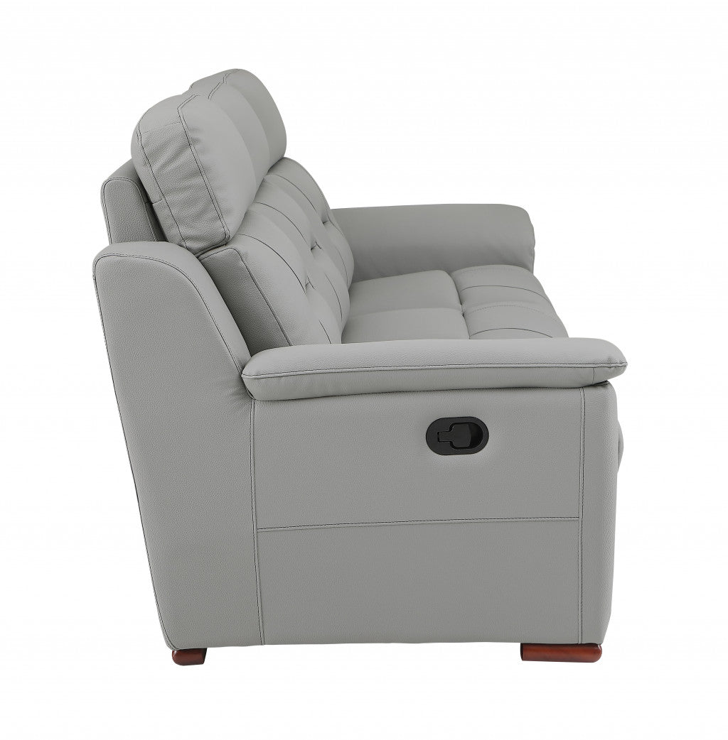 The Graysol – Gray & Brown Faux Leather Manual Reclining Loveseat
