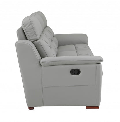 The Graysol – Gray & Brown Faux Leather Manual Reclining Loveseat
