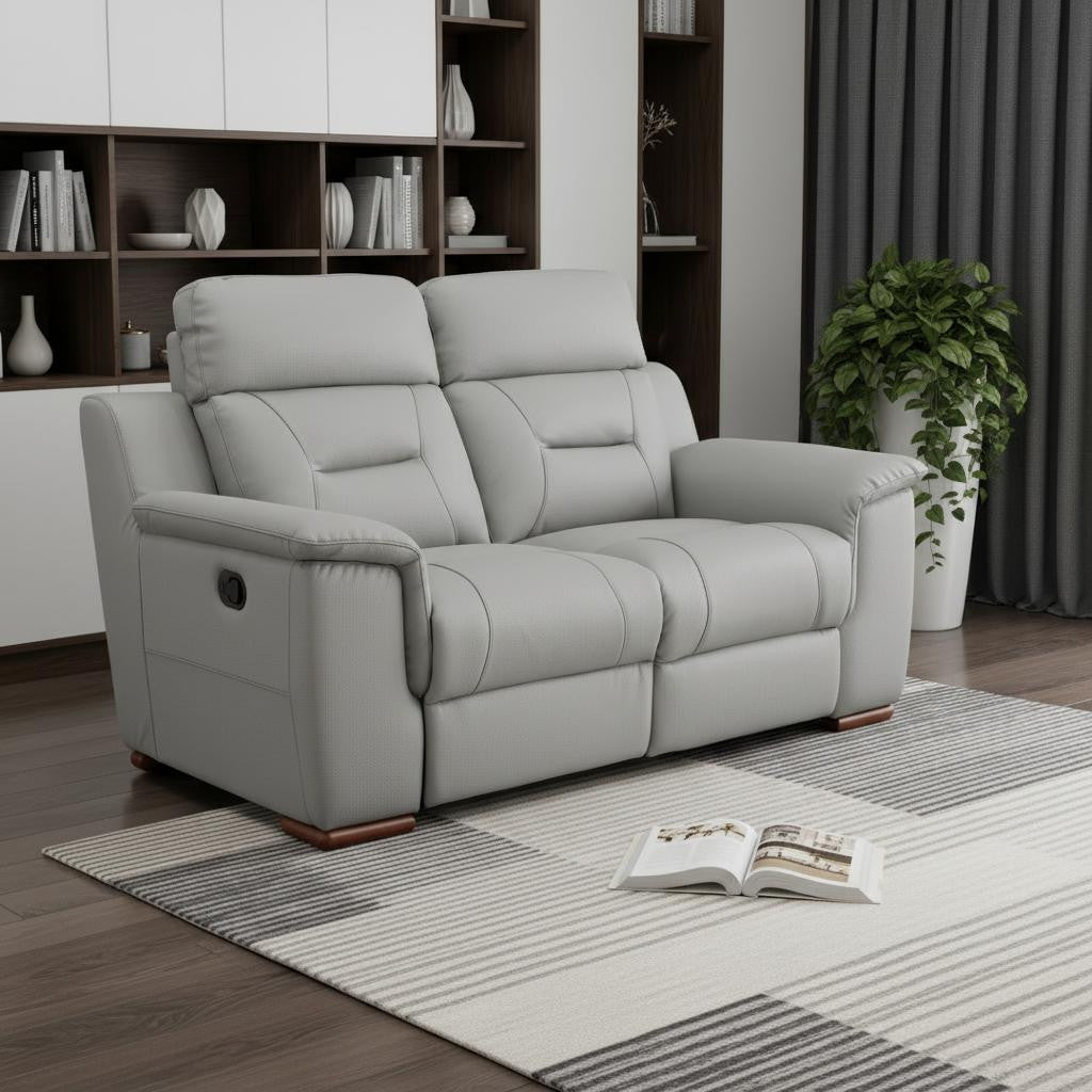 The Graysol – Gray & Brown Faux Leather Manual Reclining Loveseat