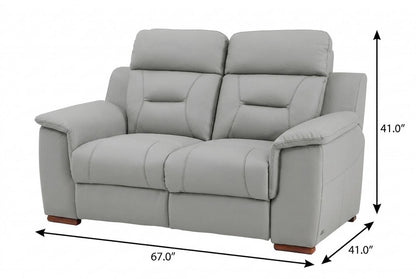 The Graysol – Gray & Brown Faux Leather Manual Reclining Loveseat
