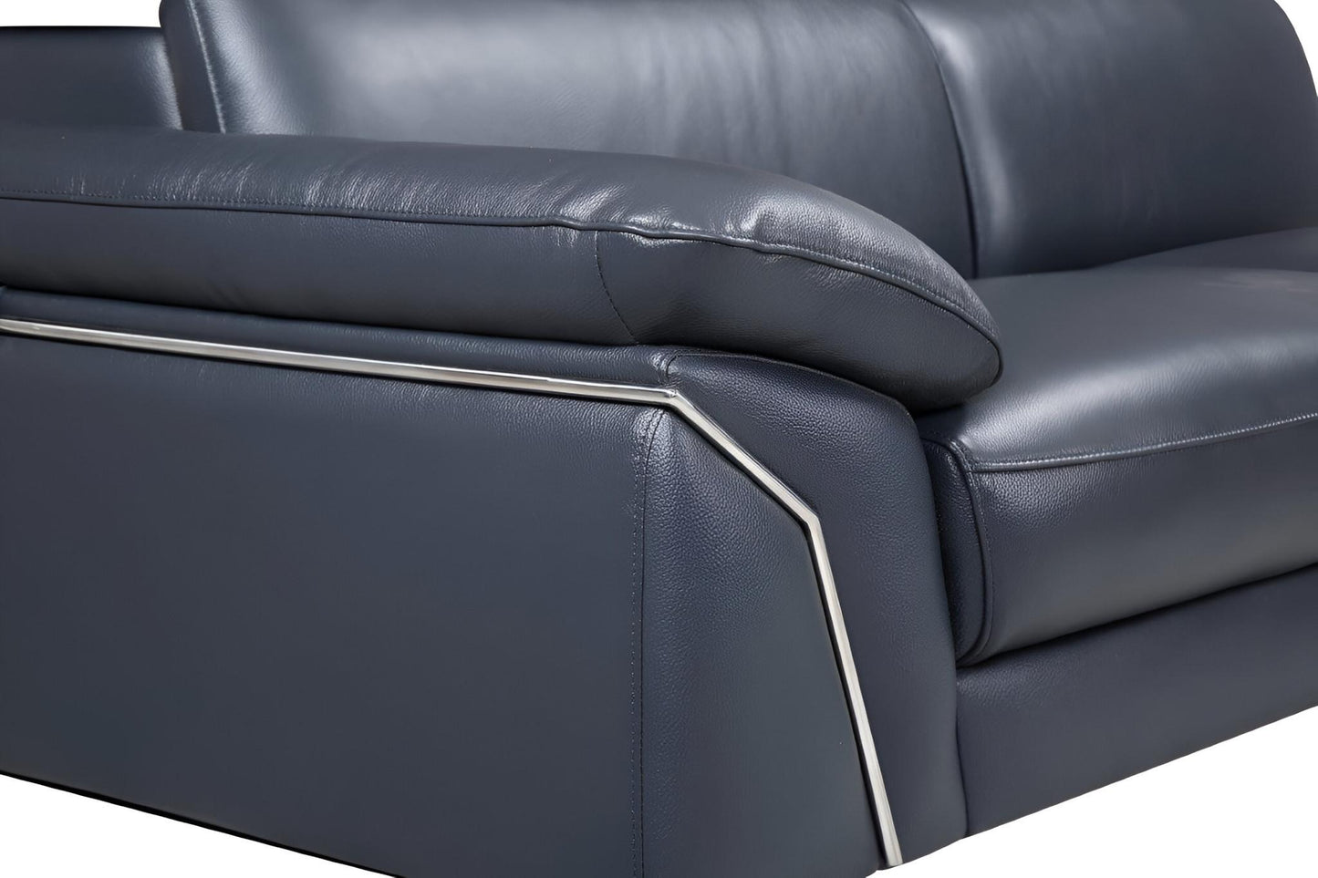 The Marcell – Navy Blue Italian Leather L-Shaped Two Piece Sectional
