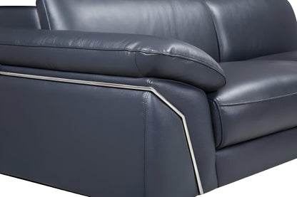 The Marcell – Navy Blue Italian Leather L-Shaped Two Piece Sectional
