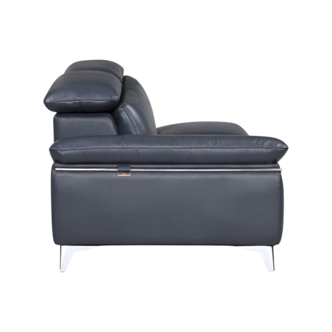 The Marcell – Navy Blue Italian Leather L-Shaped Two Piece Sectional