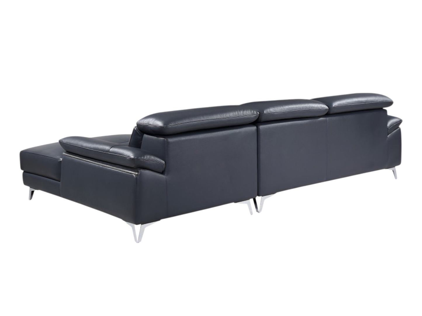 The Marcell – Navy Blue Italian Leather L-Shaped Two Piece Sectional