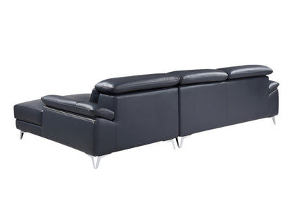 The Marcell – Navy Blue Italian Leather L-Shaped Two Piece Sectional