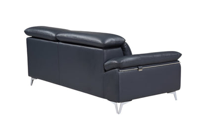 The Marcell – Navy Blue Italian Leather L-Shaped Two Piece Sectional