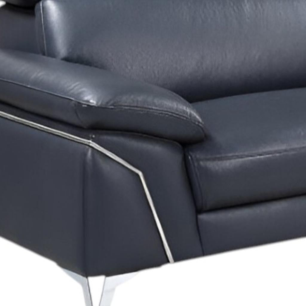 The Marcell – Navy Blue Italian Leather L-Shaped Two Piece Sectional