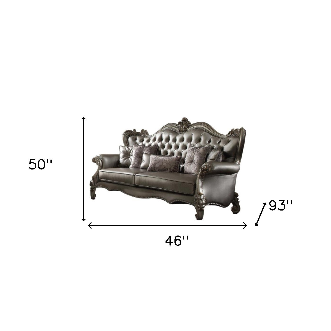 The Avelisse – Platinum Faux Leather Curved Sofa