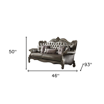 The Avelisse – Platinum Faux Leather Curved Sofa