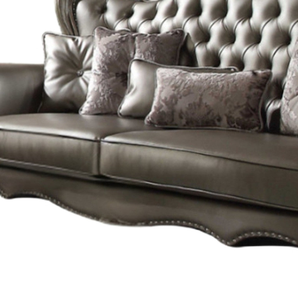 The Avelisse – Platinum Faux Leather Curved Sofa