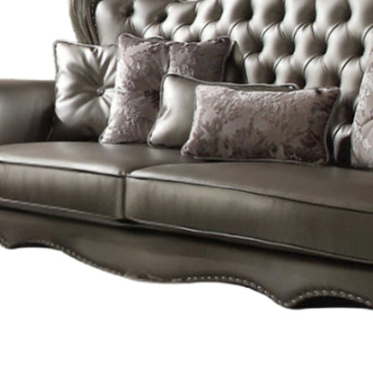 The Avelisse – Platinum Faux Leather Curved Sofa