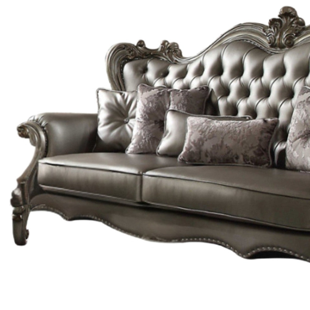The Avelisse – Platinum Faux Leather Curved Sofa