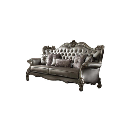 The Avelisse – Platinum Faux Leather Curved Sofa