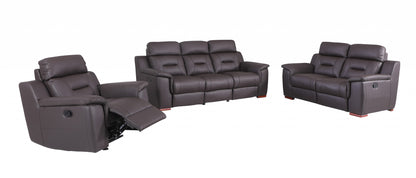 The Barzano – Three Piece Brown Genuine Leather Reclining Seating Set