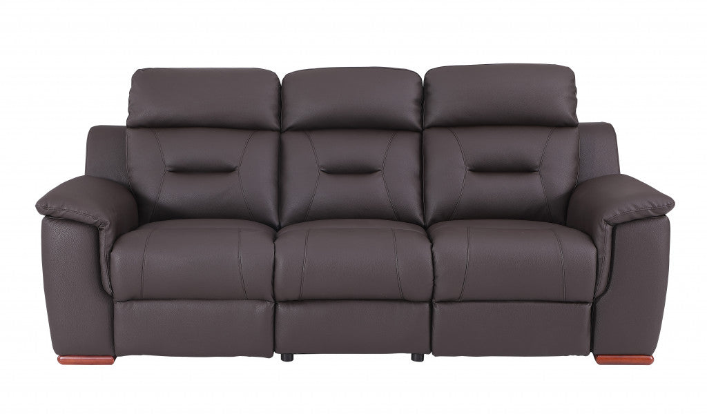 The Barzano – Three Piece Brown Genuine Leather Reclining Seating Set
