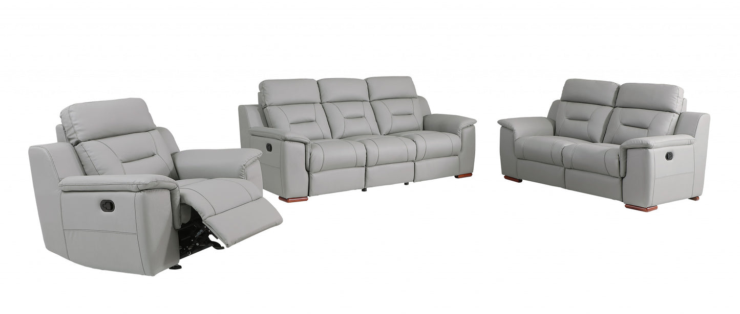 The Halverin – Three Piece Gray Genuine Leather Reclining Seating Set