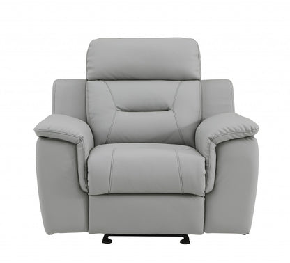 The Halverin – Three Piece Gray Genuine Leather Reclining Seating Set