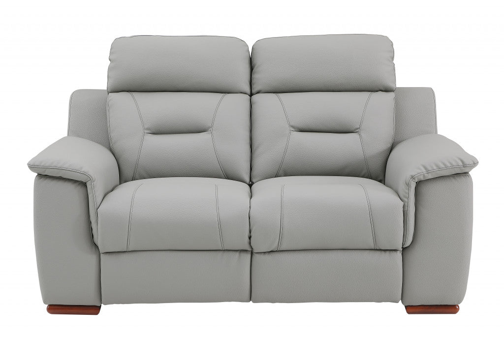 The Halverin – Three Piece Gray Genuine Leather Reclining Seating Set