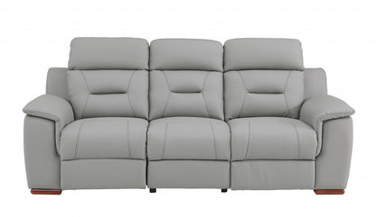 The Halverin – Three Piece Gray Genuine Leather Reclining Seating Set