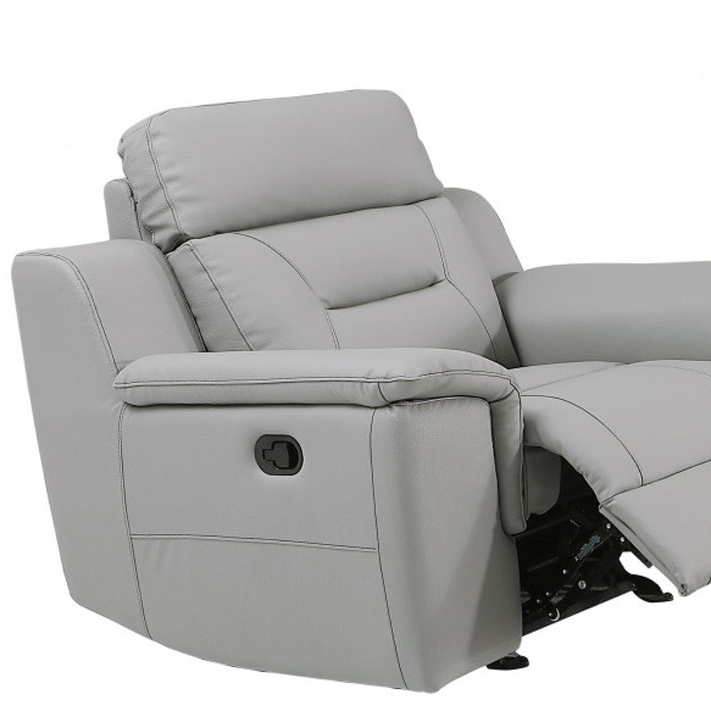 The Halverin – Three Piece Gray Genuine Leather Reclining Seating Set