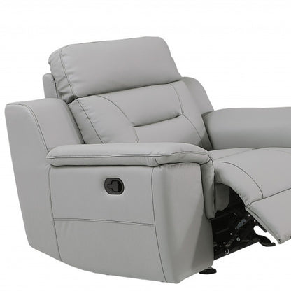 The Halverin – Three Piece Gray Genuine Leather Reclining Seating Set