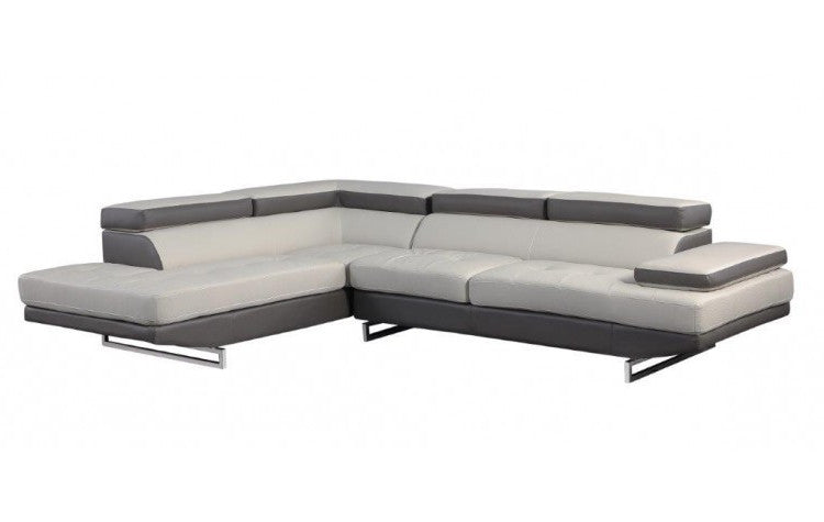 The Arcadia – Gray Leather L-Shaped Corner Sectional
