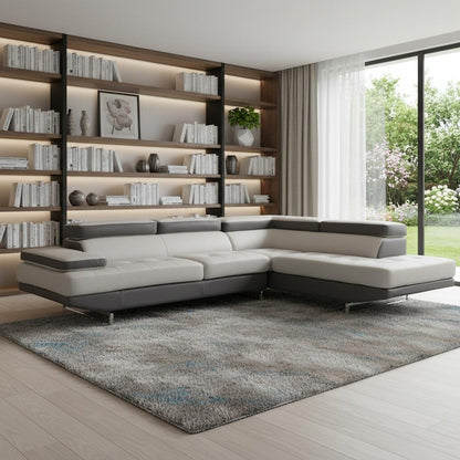 The Arcadia – Gray Leather L-Shaped Corner Sectional