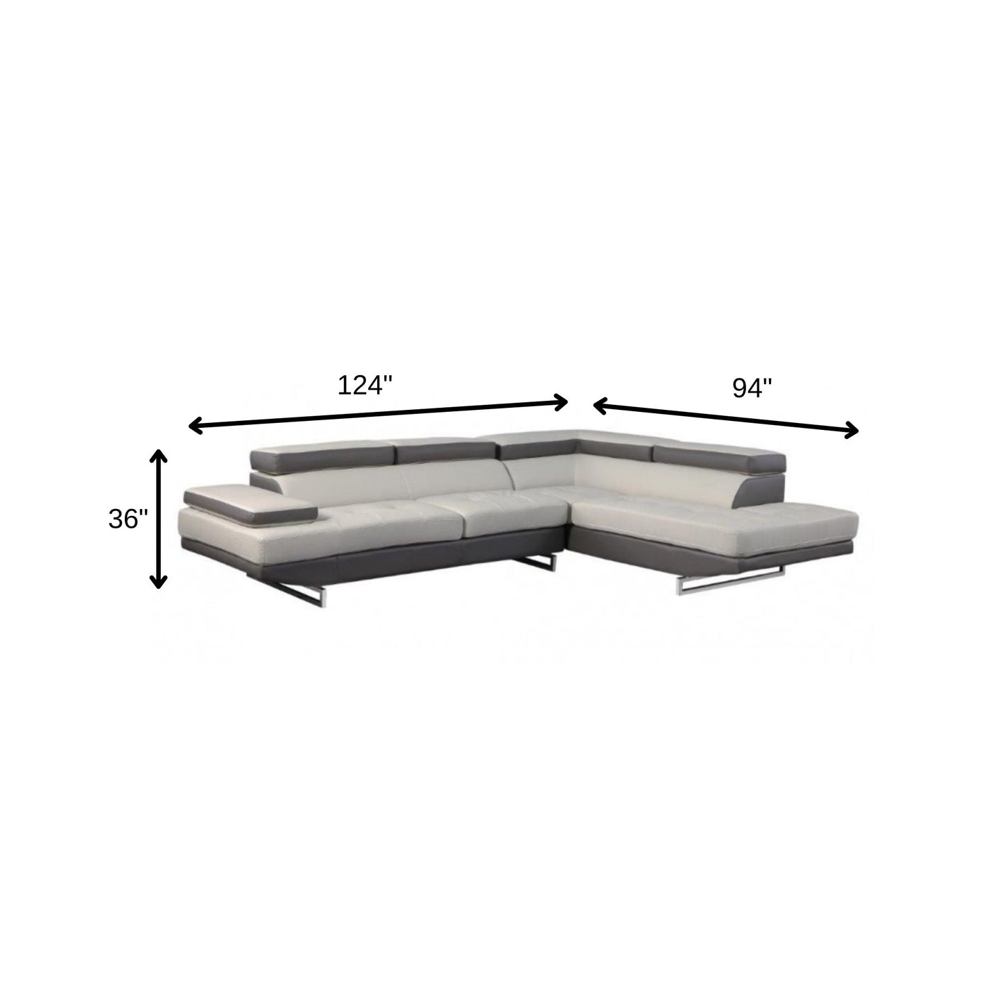 The Arcadia – Gray Leather L-Shaped Corner Sectional
